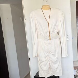 Fashion to Figure Elegant Cream Long Sleeve Dress